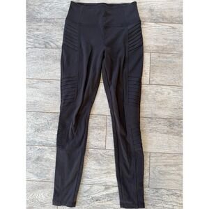 Athleta Delancey Moto Tight High Waist Workout‎ Leggings Small Black Zippers